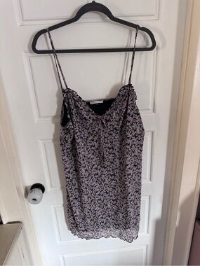 American Eagle Outfitters Pink & Black Floral Spaghetti Strap Cami